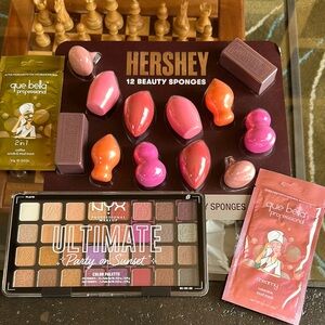 NYX Warm Tones Eyeshadow Palette Versatile Shades Hershey Beauty Sponges
